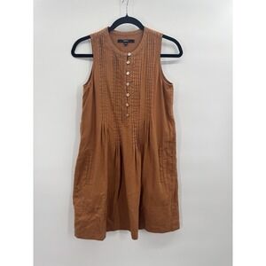 Quince Linen Tunic Dress XS Brown Lagenlook Cottage Minimalist Sustainable Flax